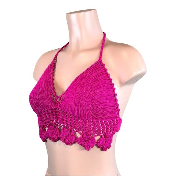 Pink Crochet Halter Top - Picture 2 of 11